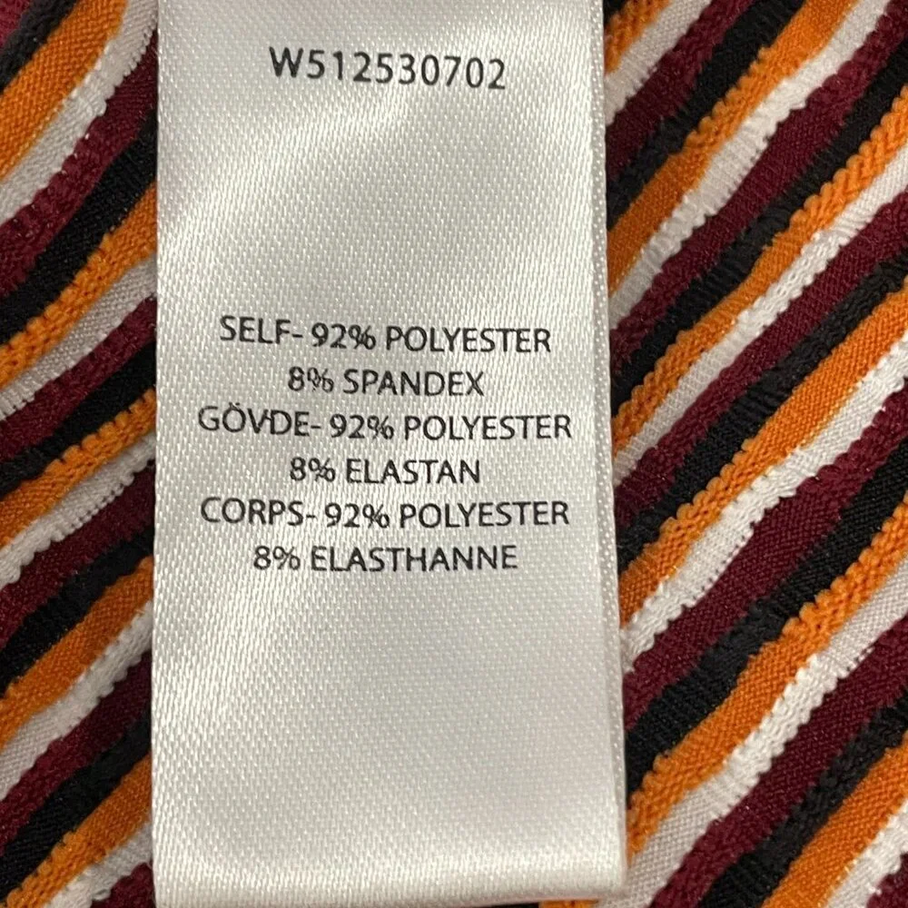 Opening Ceremony‎ Lotus Check Stretch Flounce-Hem Dress Size Small Orange Multi